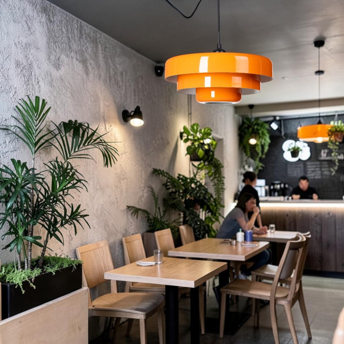 Lustra din metal portocaliu cu design stratificat – difuzor din sticlă [2]