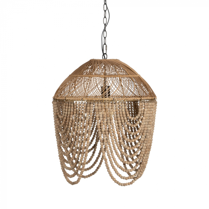 Lustra Rustica cu Margele Lemn CreativDeco - Decor Interior Autentic [1]