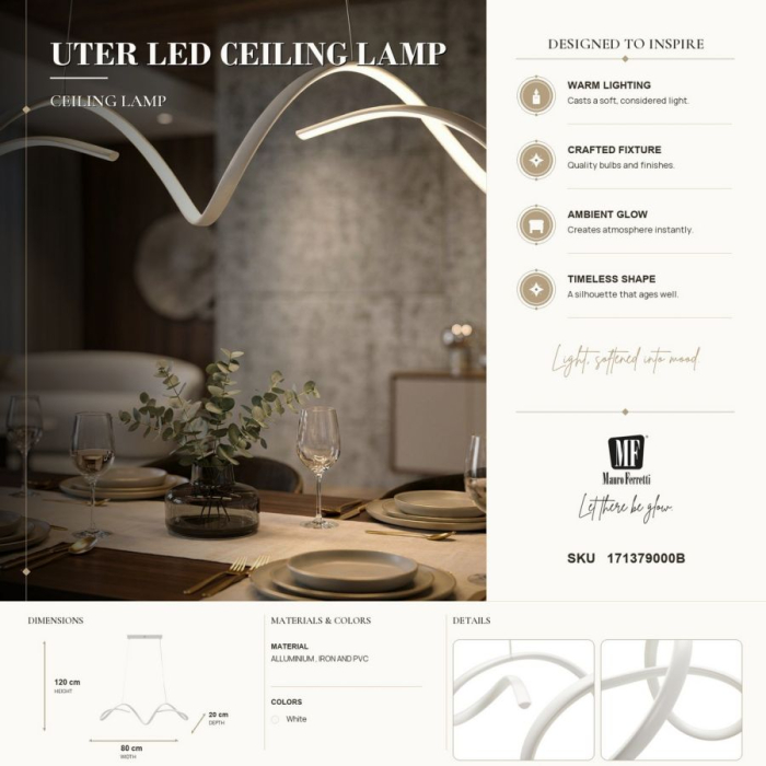 Lustră LED albă design geometric lumină reglabilă [8]