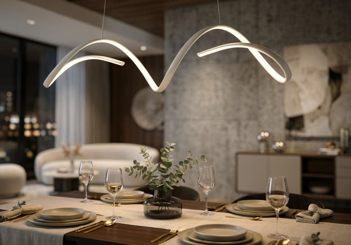 Lustră LED albă design geometric lumină reglabilă [6]