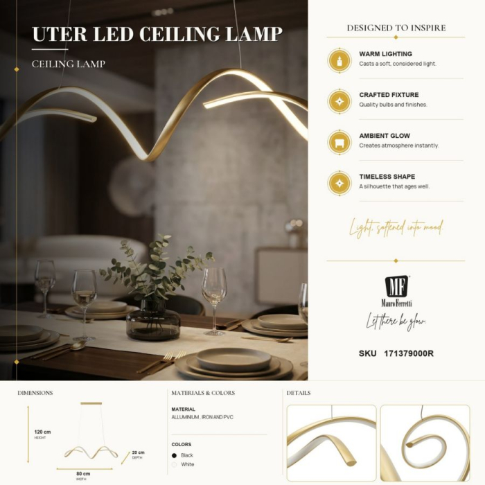 Lustră LED design geometric auriu lumină reglabilă [8]