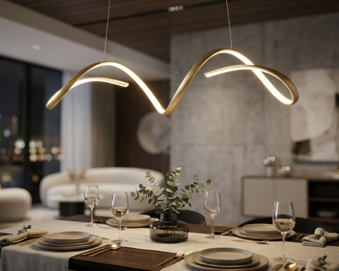 Lustră LED design geometric auriu lumină reglabilă [6]