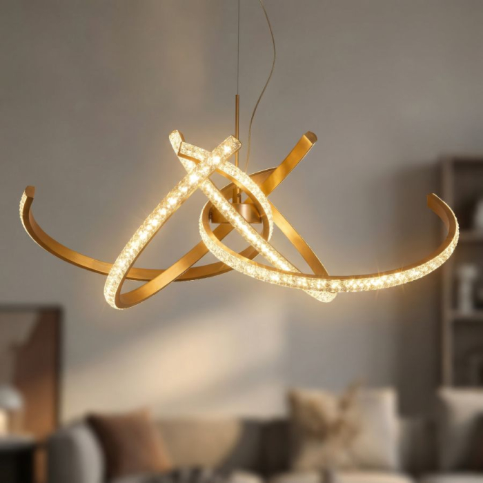 Lustră LED rotundă auriu lumină reglabilă [5]
