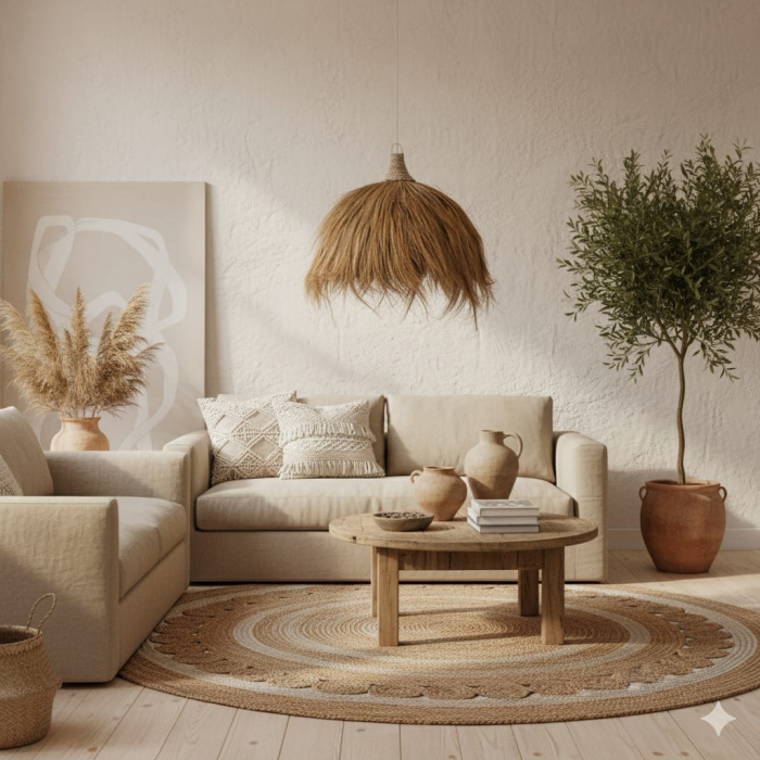 Lustra suspendata boho cu fringe voluminos din fibra naturala si corp pliabil Bayle 80x80x90 cm [2]