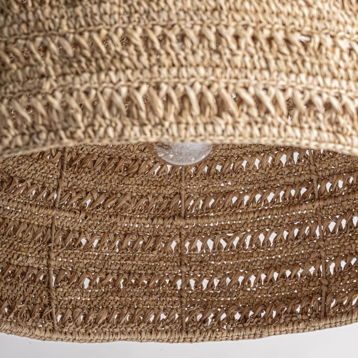 Lustra suspendata boho din fibra naturala semisferica texturata Deffe 77x77x43 cm [6]