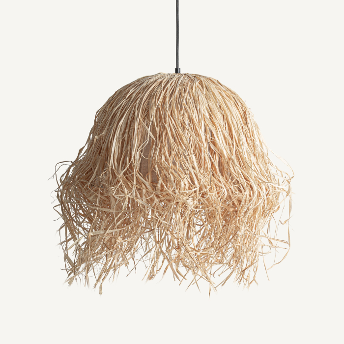 Lustră suspendată boho din hârtie naturală cu franjuri decorative și textură aerată [2]