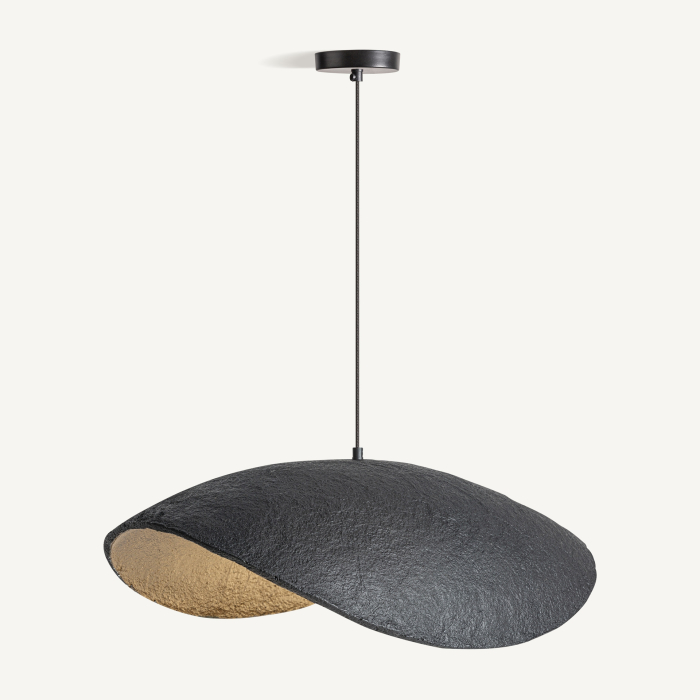 Lustră suspendată contemporană din fier negru cu interior bronz și formă organică [2]