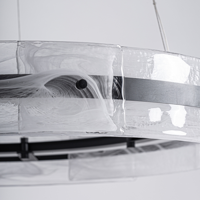 Lustră suspendată din cristal transparent și fier negru Mukam [4]