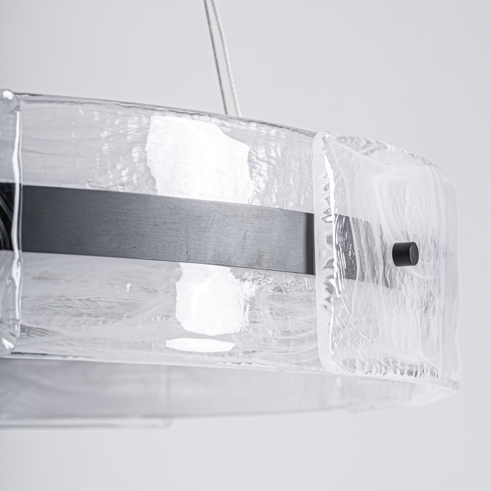Lustră suspendată din cristal transparent și fier negru Mukam [5]