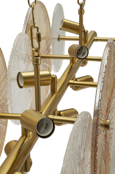 Lustră suspendată aurie cu discuri din sticlă [4]