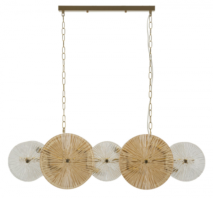 Lustră suspendată aurie cu discuri din sticlă [1]