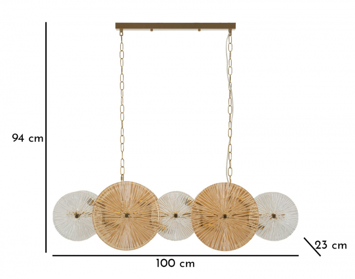 Lustră suspendată aurie cu discuri din sticlă [8]