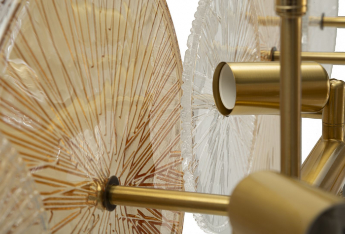 Lustră suspendată aurie cu discuri din sticlă [6]