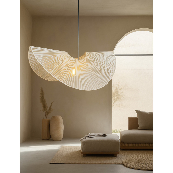 Lustră suspendată din ratan natural și metal – atmosferă caldă pentru living sau dining [2]