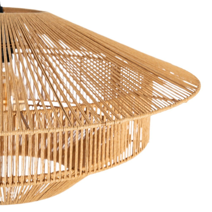 Lustră suspendată din sfoară de hârtie naturală și metal – fotografie produs principal [3]