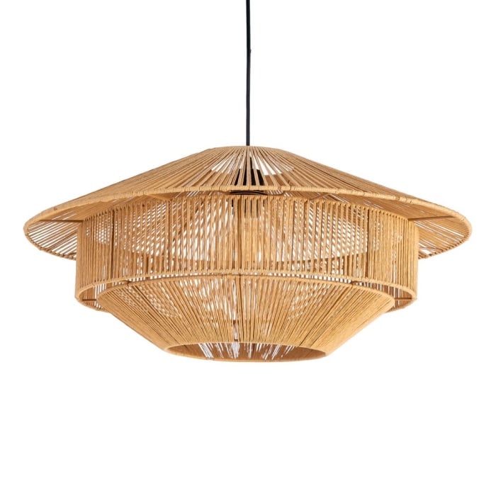 Lustră suspendată din sfoară de hârtie naturală și metal – fotografie produs principal [1]