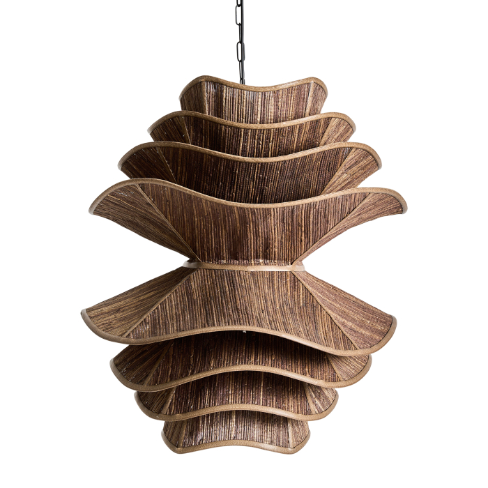 Lustră suspendată sculpturală din fibră naturală maro Sienna [2]