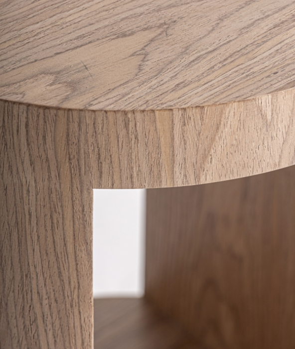 Masa auxiliara cilindrica din lemn maro deschis cu spatiu deschis Lira [3]