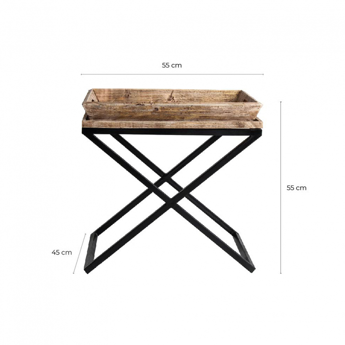 Masa auxiliara industriala mango negru natural|Mese versatile [7]