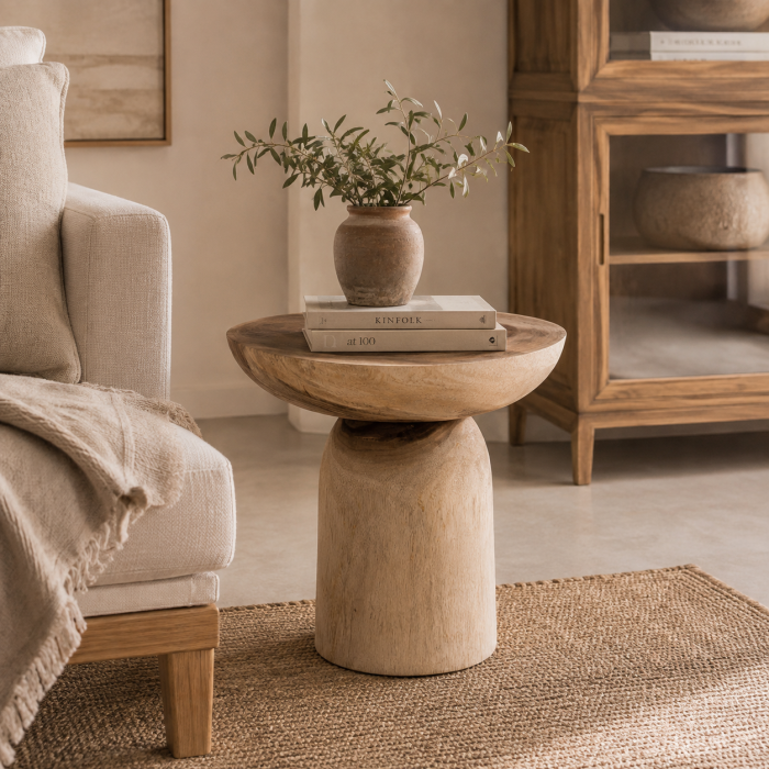 Masă auxiliară din lemn de suar cu design organic Kalandi [2]