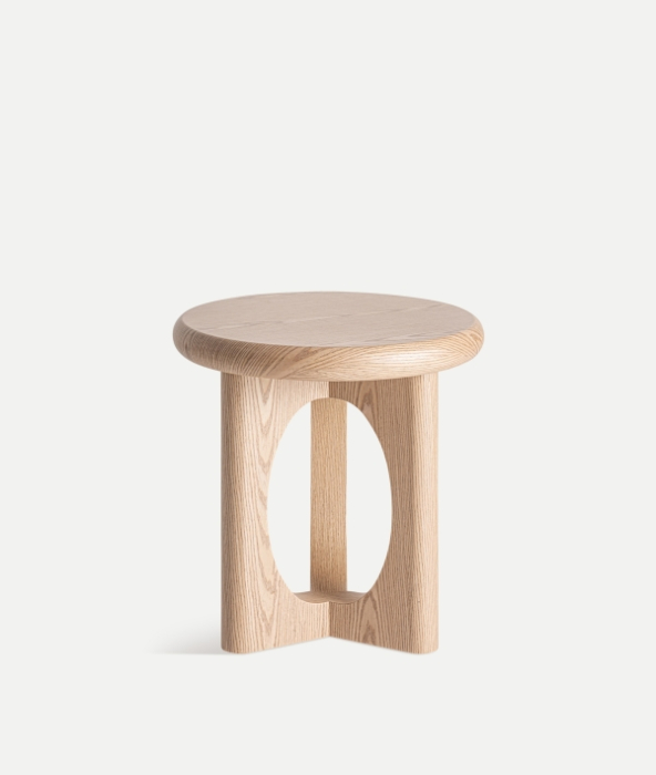 Masă auxiliară rotundă din lemn maro deschis pentru living Lira 50 x 50 x 53 cm [2]