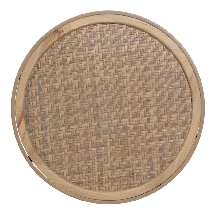 Masă auxiliară rotundă din ratan cu bază metalică tip mesh natur [8]