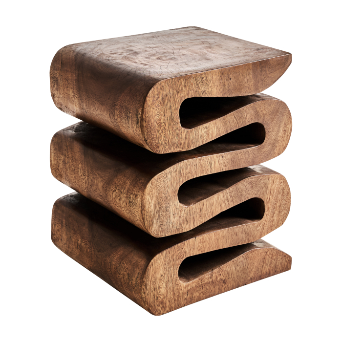 Masă auxiliară sculpturală din lemn de suar cu design organic etnic Xagar [3]