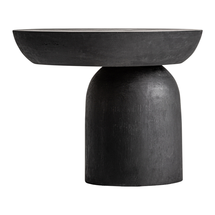 Masă auxiliară sculpturală din lemn de suar negru cu forme arhitecturale Betroka [2]