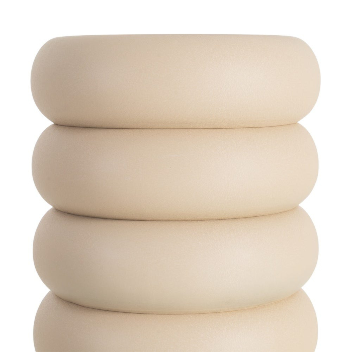 Masă auxiliară sculpturală din oțel bej cu volum cilindric segmentat [4]