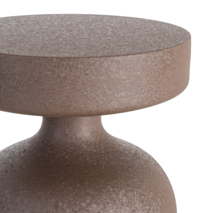 Masă auxiliară sculpturală din oțel cu corp sferic și finisaj maro [3]