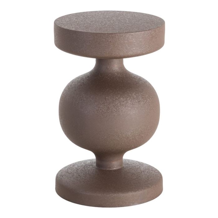 Masă auxiliară sculpturală din oțel cu corp sferic și finisaj maro [2]