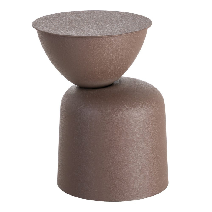 Masă auxiliară sculpturală din oțel cu finisaj maro [2]