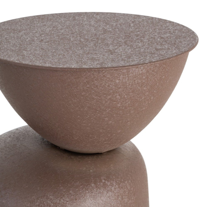 Masă auxiliară sculpturală din oțel cu finisaj maro [4]