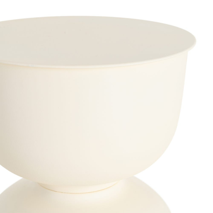 Masă auxiliară sculpturală din oțel cu formă tip cupă alb crem [3]