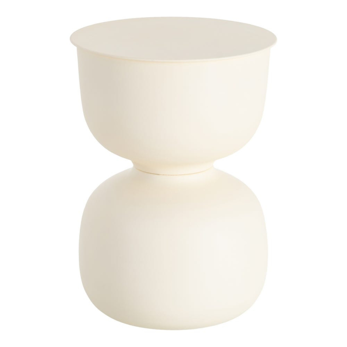 Masă auxiliară sculpturală din oțel cu formă tip cupă alb crem [2]