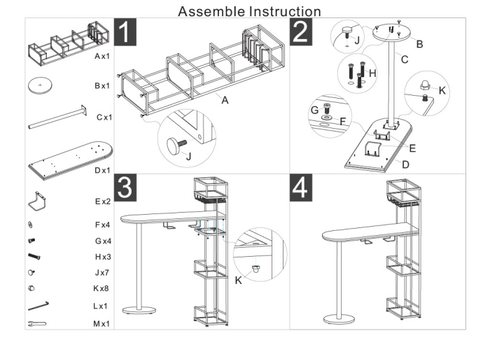 Masă bar cu blat marmură artificială și structură metalică aurie [11]