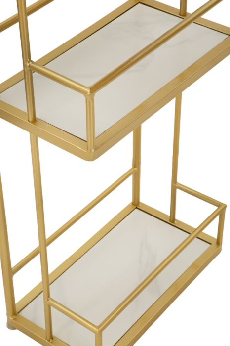 Masă bar cu blat marmură artificială și structură metalică aurie [7]