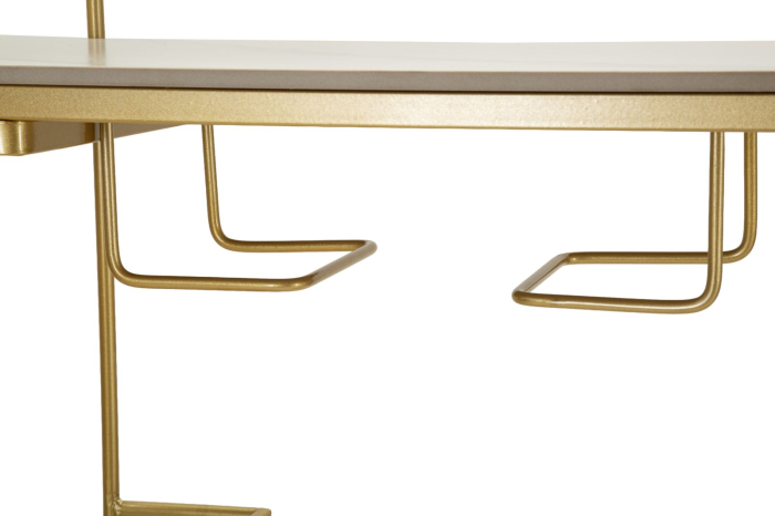 Masă bar cu blat marmură artificială și structură metalică aurie [5]