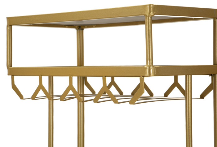 Masă bar cu blat marmură artificială și structură metalică aurie [8]