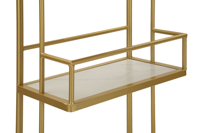 Masă bar cu blat marmură artificială și structură metalică aurie [3]