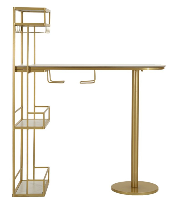 Masă bar cu blat marmură artificială și structură metalică aurie [2]