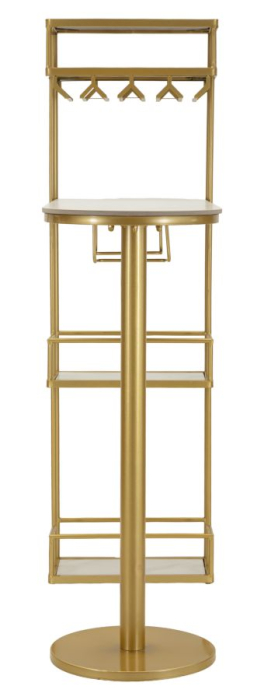 Masă bar cu blat marmură artificială și structură metalică aurie [6]