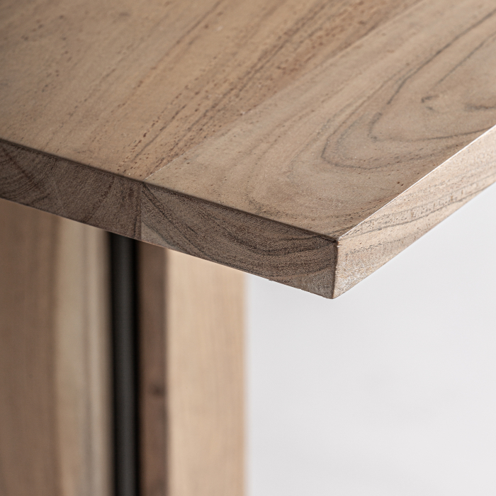 Masă bar pătrată lemn acacia și fier, design industrial simplu. [3]