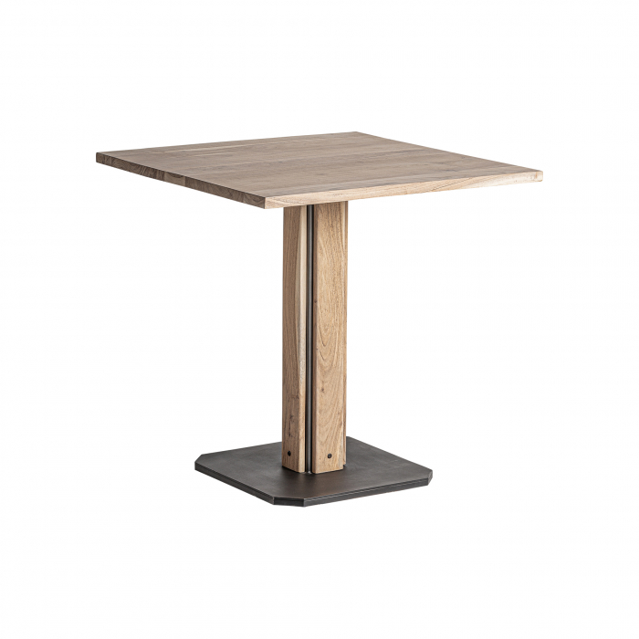 Masă bar pătrată lemn acacia și fier, design industrial simplu. [2]