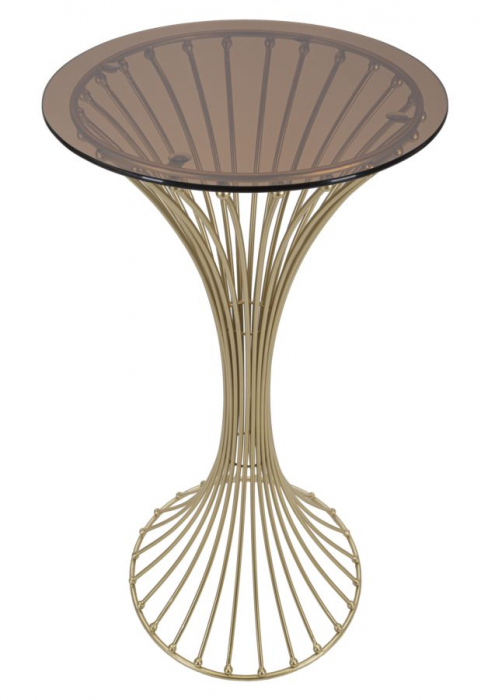 Masa bar ingusta blat sticla cadru auriu glamour CreativDeco [3]