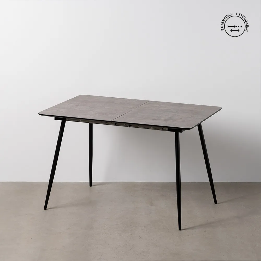 Masa Bucatarie Extensibila MDF Gri, Metal Negru - CreativDeco.ro [2]