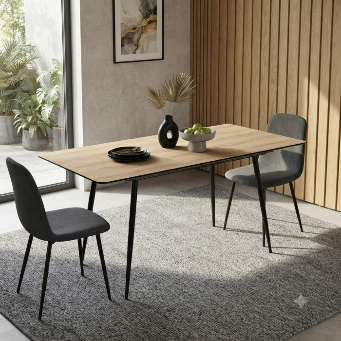 Masa Bucatarie Extensibila MDF Stejar, Metal Negru - CreativDeco.ro [2]