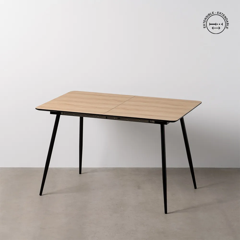 Masa Bucatarie Extensibila MDF Stejar, Metal Negru - CreativDeco.ro [2]