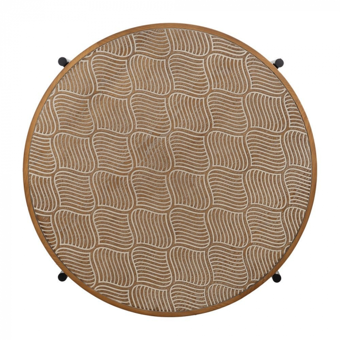 masa rotunda lemn pin cadru metalic gravura decor nordic [7]