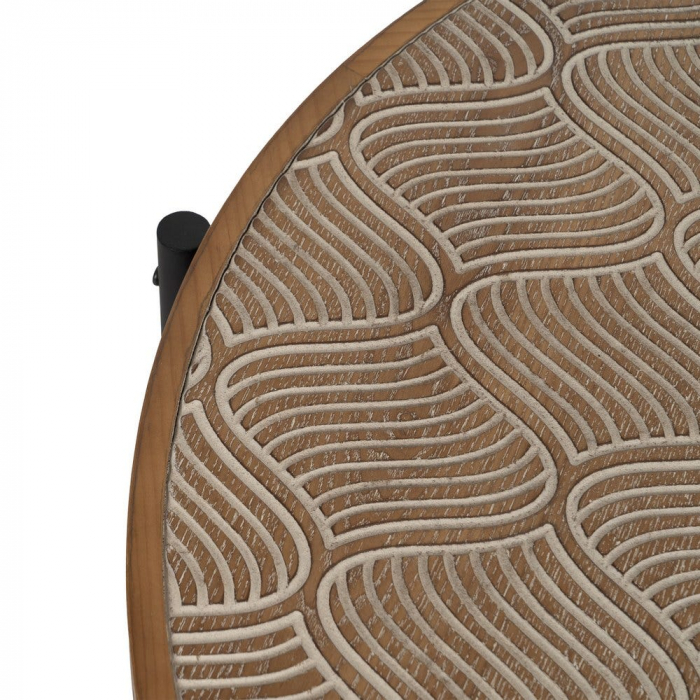 masa rotunda lemn pin cadru metalic gravura decor nordic [3]